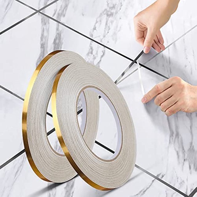 Self-Adhesive Tile Decorative Adhesive Tape, Waterproof Joint Line Tape, for Floors, Walls, Ceilings, Doors and Windows, Home Deco 6pcs