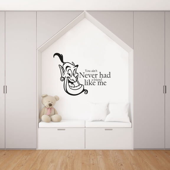 You Ain't Never Had A Friend Like Me - Disney Movie Aladdin Genie's Face Quote Cute Silhouette Drawing Art Vinyl Wall Art Wall Sticker Wall Decal For Home Wall Decoration Décor Design (20x20 inch)