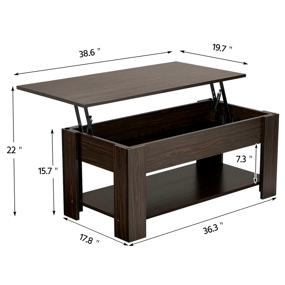 Easyfashion Modern 38.6" Rectangle Wooden Lift Top Coffee Table with Lower Shelf, Multiple Colors and Sizes - image 6 of 7
