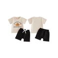 thumbnail image 2 of BemeyourBBs Western Baby Boy Summer Clothes Toddler Baby Boys Cowboy Outfit It's Alright To Be Little Bitty Letters Short Sleeve Cowgirl Hat Print T-Shirt Shorts Set Toddler Baby Boys Summer Outfit, 2 of 9