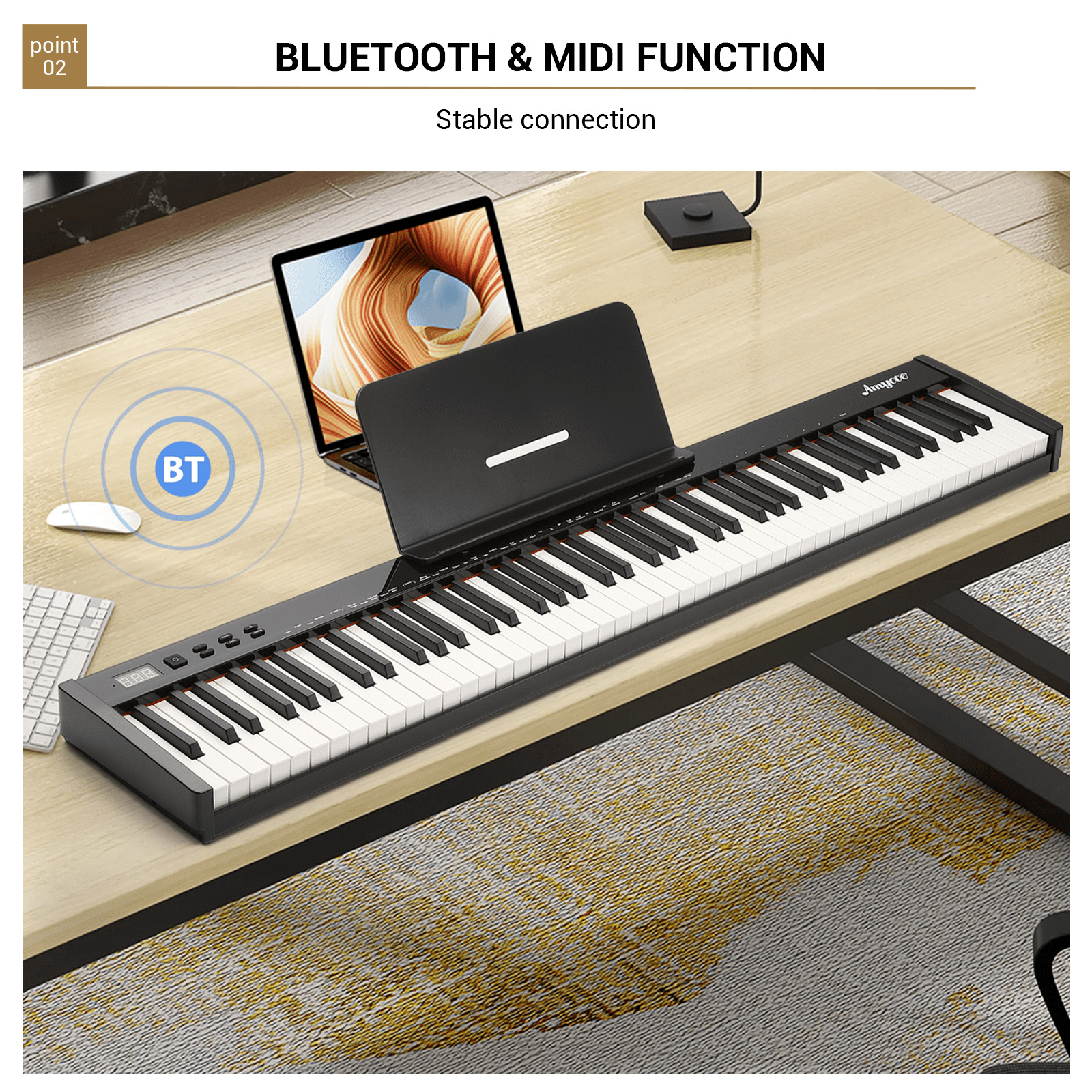 88-Key Weighted Action Digital Piano with Sustain Pedal and Power Supply