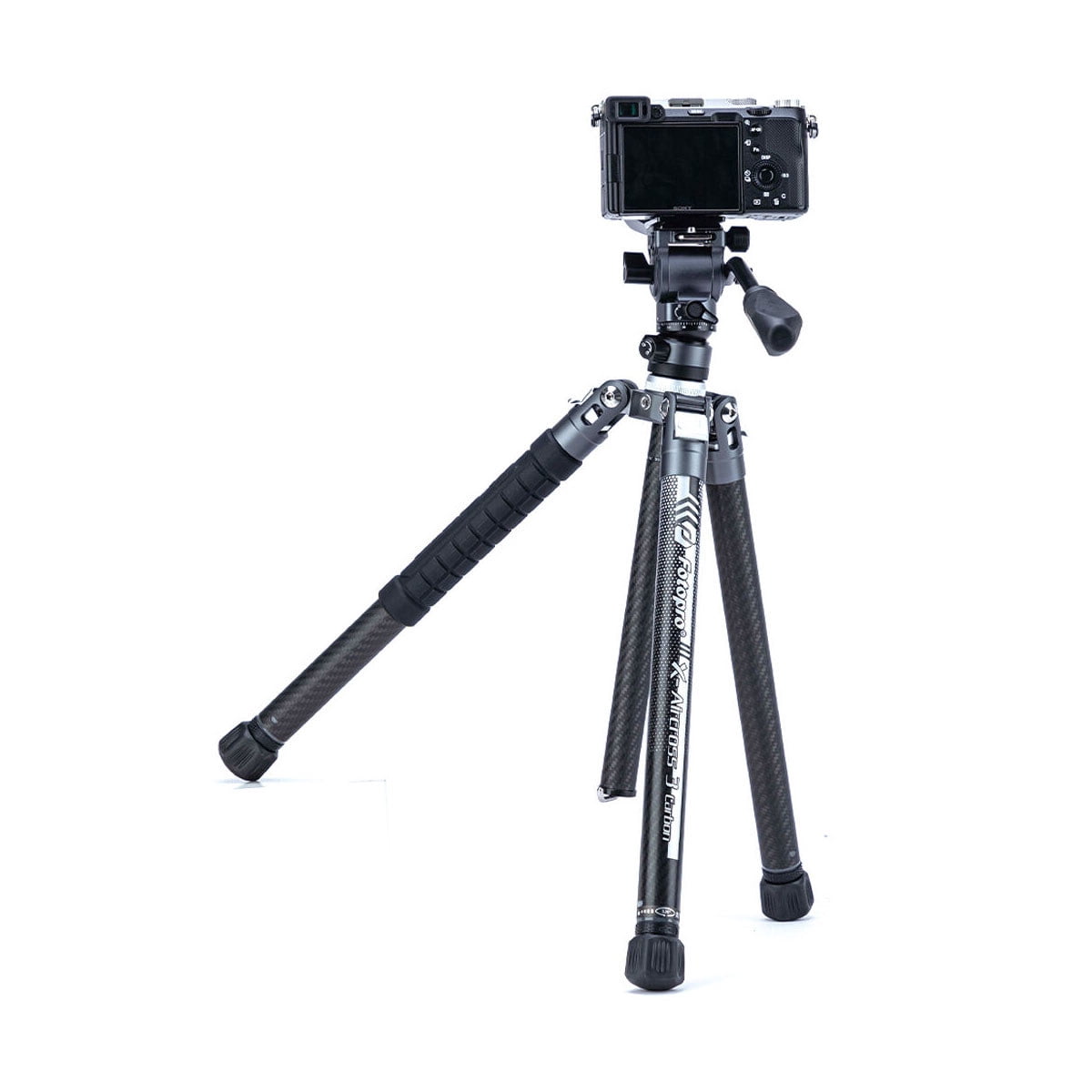 FotoPro X-AIRCROSS 3 Video 5-Section Carbon Fiber Tripod with MH-2L Fluid Video Head, Slate Gray