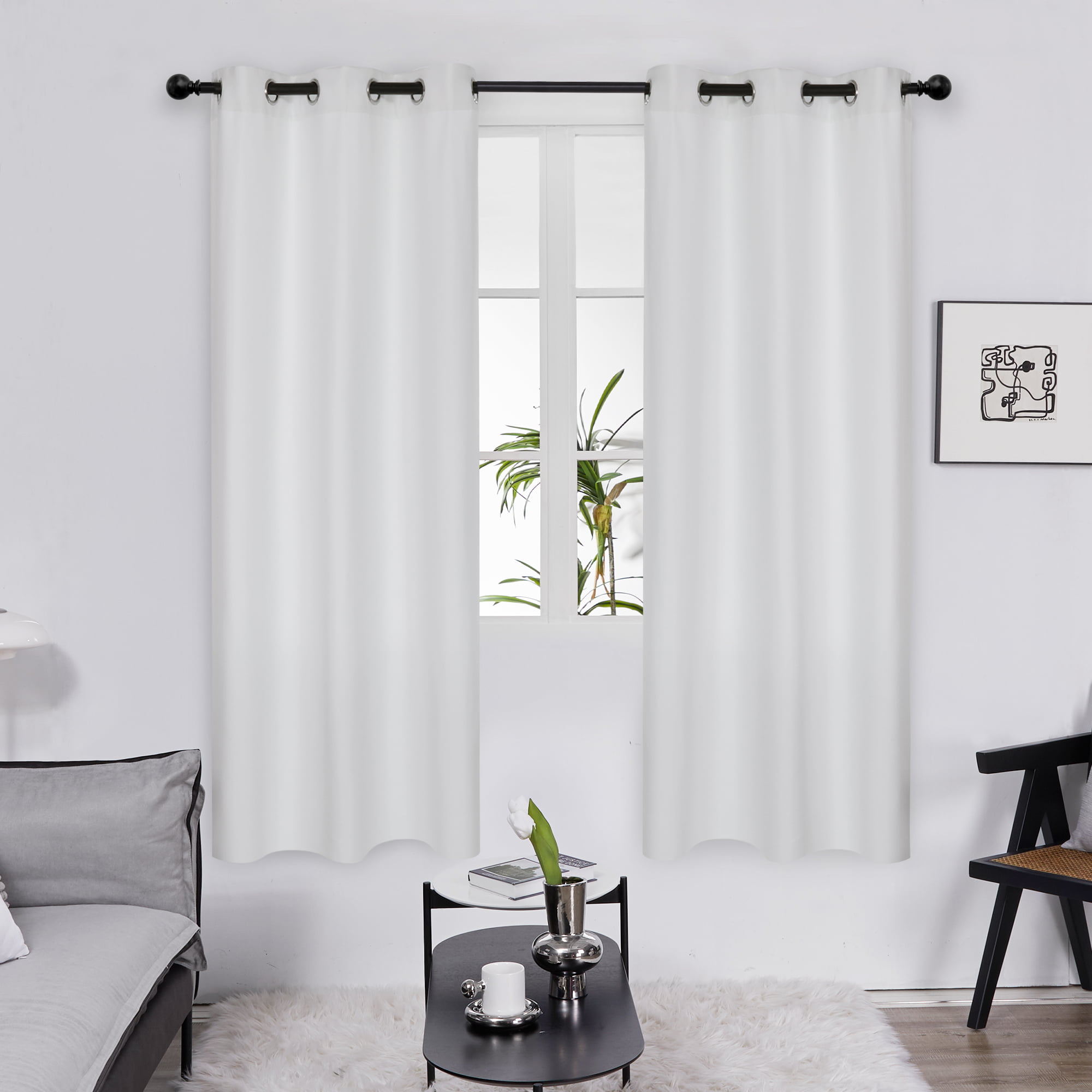 Deconovo Thermal Insulated Blackout Curtains Room Darkening Grommet Curtain  Panels for Living Room 38 x 72 inch, Off White, Set of 2 - Walmart.com
