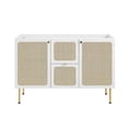 thumbnail image 3 of Modway Chaucer 48" Wood & Rattan Bathroom Vanity Cabinet in White, 3 of 11