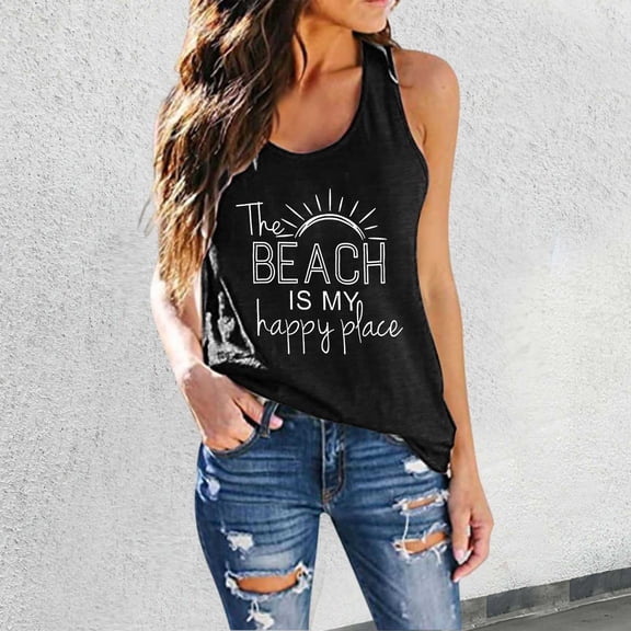 Women's Tanks Women's Basic Sleeveless Summer Tank Top T Shirt Womens Camisole Black L