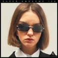 thumbnail image 2 of Womens Trendy Rimless 90s Designer Styling Narrow Rectangle Fashion Sunglasses Black, 2 of 8