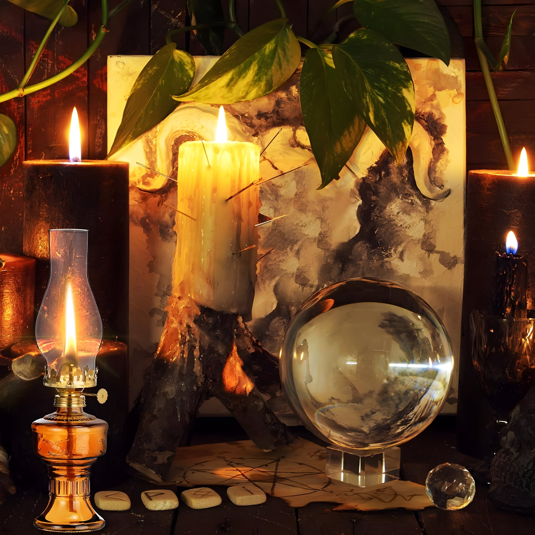 HIBIBUD 2 Pcs Chamber Oil Lamps for Indoor Use Vintage Kerosene Lamp Rustic Hurricane Lantern with Adjustable Fire Wick Lighting Oil Lantern for Home Emergency Lighting,13'' High(Brown)