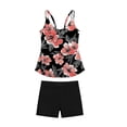 thumbnail image 3 of HAPIMO Women's Tankini Sets Tropical Print Spaghetti Straps Swim Top with Boyshort Flowy Modest Two Piece Bathing Suits Lightweight Summer Swimsuits for Beach Pool Vacation Black L, 3 of 8