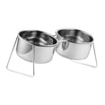 thumbnail image 3 of Comedero ergonómico para mascotas de acero inoxidable inclinado y elevado, juego de plato de comida para gatos Tazón doble, 3 of 8