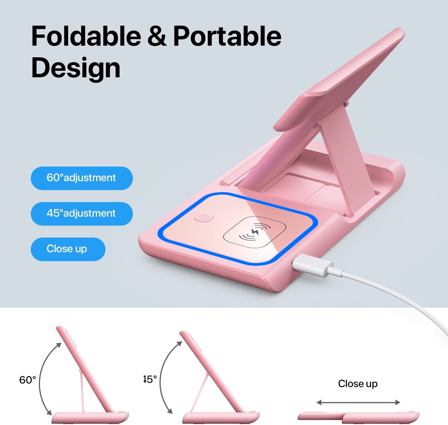Wireless Charger, 3 in 1 Wireless Charging Station, Fast Wireless Charger Stand for iPhone 14/13/12/11/Pro/Max/XS/XR/X/8/Plus, for Apple Watch 7/6/5/4/3/2/SE, for AirPods 3/2/Pro
