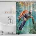 thumbnail image 4 of Sea Turtle Waterproof Fabric Shower Curtain,Coastal Nautical Ocean Summer Beach Waterproof Fabric Shower Curtain for Bathroom Curtains Bathtubs Hotel Shower Curtains with 12 Hooks Standard 72x72, 4 of 8