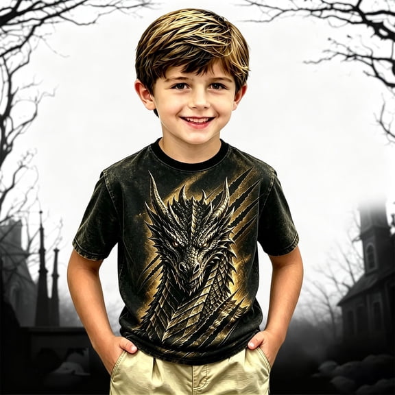 Ulitacool Girl'S Tops Round Neck Graphic Prints Short Sleeve Tee 8-9 Years Black