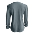 thumbnail image 6 of Yigetop Eyelet Tops for Women, Women's Solid Color V Neck T Shirt Autumn Hollow Out Casual Pleated Sleeve Lace Sleeve Top Dressy Blouses for Women Long Sleeve Blackish Green L, 6 of 6
