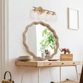 thumbnail image 6 of Wall Mirrors 23.62 inches Wood Round Wavy Wall Mirror Round Wall Mirror Scalloped Mirror -Large Decorative Wood Framed Hanging Circle Mirror Modern Farmhouse Decor for Bathroom,Living Room, Nursery D, 6 of 11