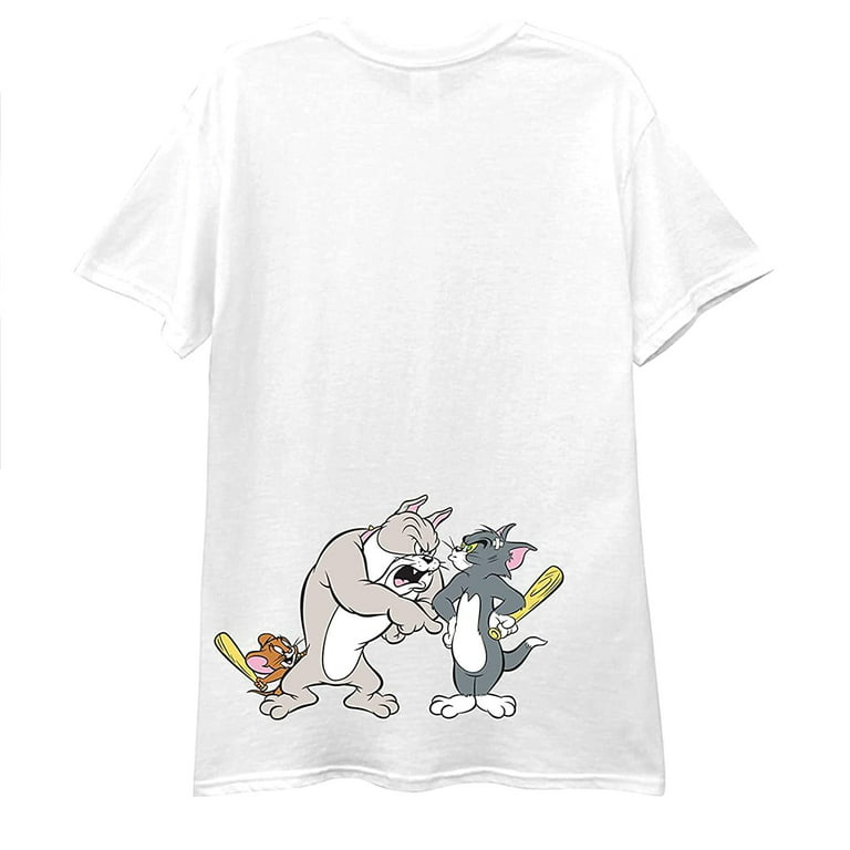 Mens Tom & Jerry Battle Shirt - Classic Hanna-Barbera Tee - Vintage Cartoon Chase  T-Shirt
