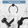 thumbnail image 4 of Juego de Accesorios de Baño 12 Piezas,Toalleros de Anillo+Toalleros de Barra+Portarrollos para Papel+Ganchos para Toallas+Soporte para Esponja Adhesivo (Negro), 4 of 7