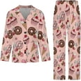 thumbnail image 4 of Top-kevin Womens Pajamas Set Cute Capybara Flowers Soft Long Sleeve Sleepwear Button Down Sets, 4 of 12