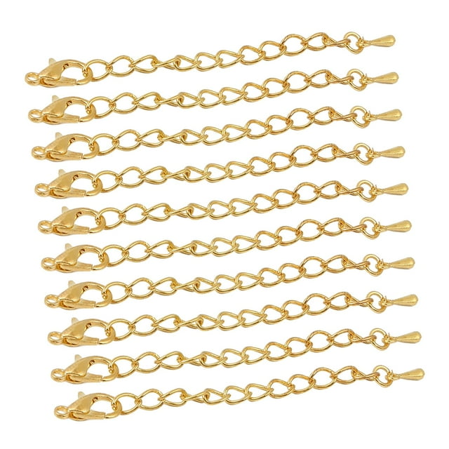 veasfak 10 Pieces Extender Chain Necklace for Jewelry Making with Lobster Clasps Holiday Golden