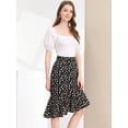 thumbnail image 2 of Unique Bargains Jupe Midi à Volants à Imprimé Floral Léopard pour Femme Noir G, 2 of 6
