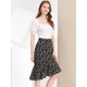 thumbnail image 2 of Falda Midi Allegra K Asimétrica Sirena Dobladillo Volantes Estampado Floral Leopardo Mujer Negro S, 2 of 6