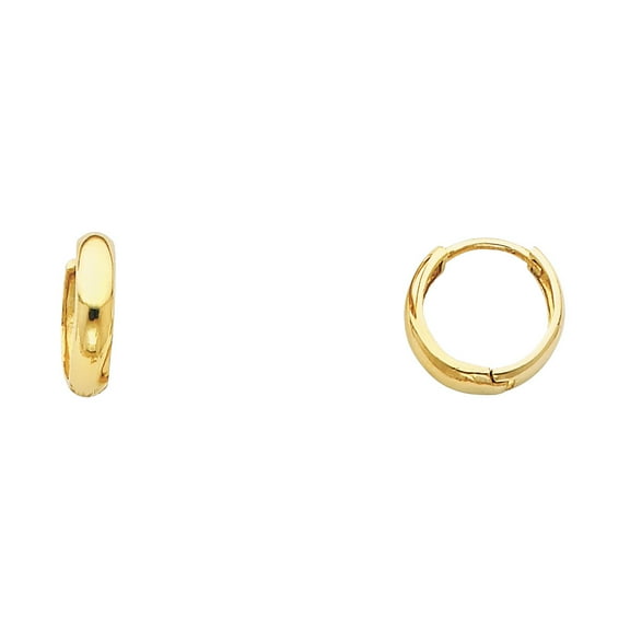 14k Yellow Gold High Polish Hoop Huggie Wide Shiny Earrings Jewelry Female Unisex