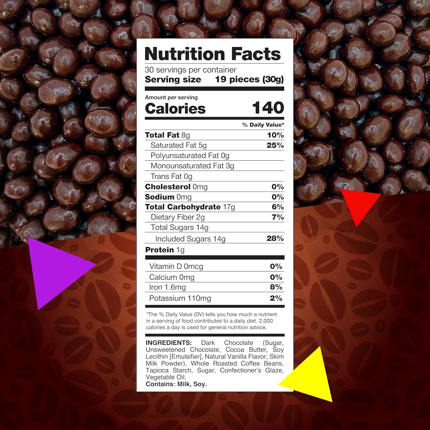 Premium Dark Chocolate Covered Espresso Coffee Beans Candy (2 Pound Bag)