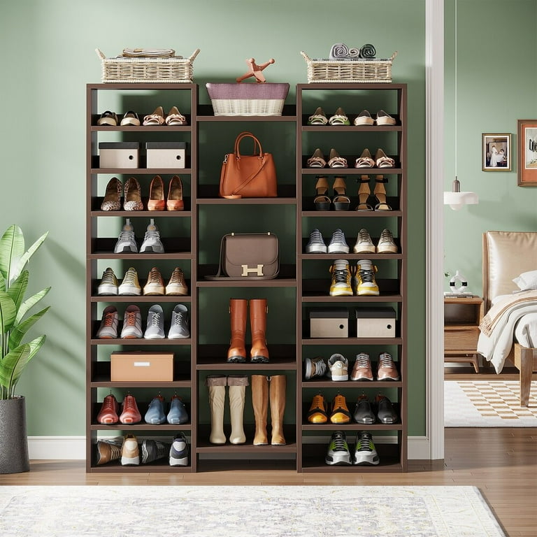 Tribesigns 14 Tier Shoe Rack 59 in. White Shoe Shelf with 22 Open Cubbies 46 Pairs Wide Entryway Shoe Organizer Shoe Storage Cabinet for Entryway