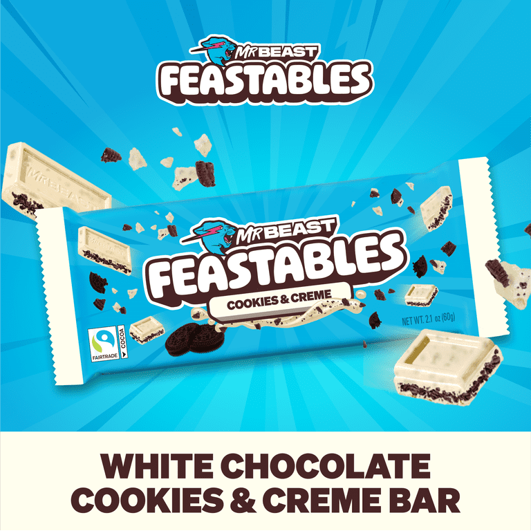 2 pack) Feastables Mr Beast Cookies and Creme White Chocolate Bar