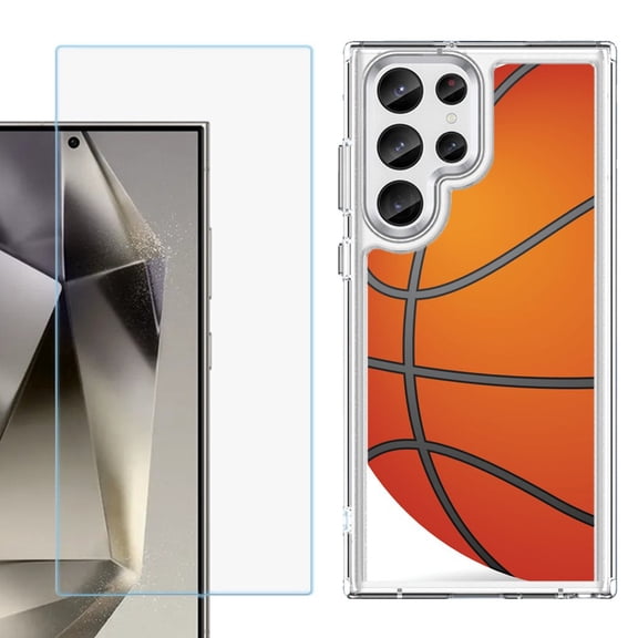 Phone Case for Samsung Galaxy S26 Ultra, with Screen Protector, by OneToughShield - Basketball