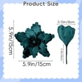 thumbnail image 4 of Cozeii 2 Pcs Christmas Ornaments, Artificial Velvet Glitter Poinsettia Flowers with Stems for Xmas Tree Wreath Garland Decoration (Deep Teal Color）, 4 of 5