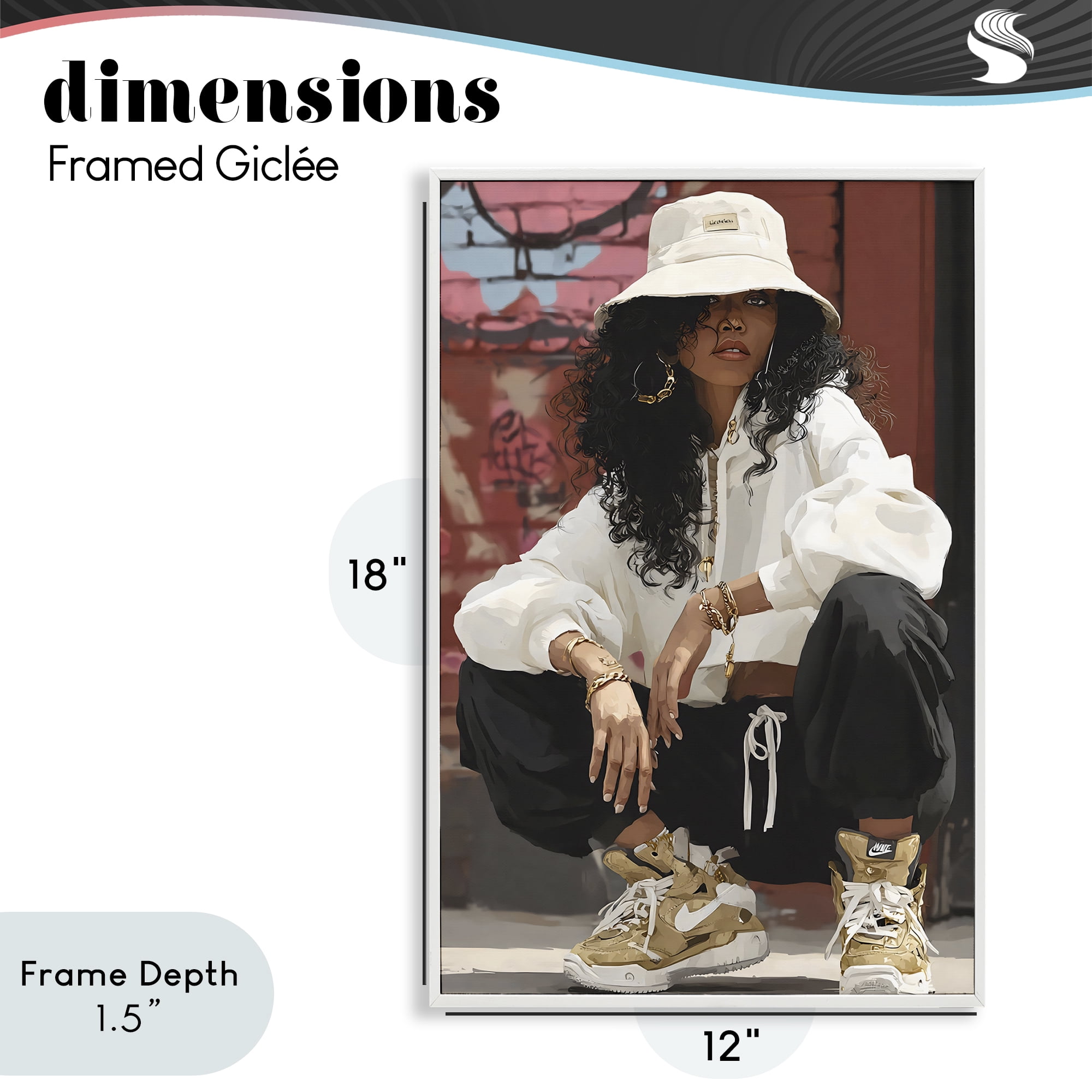 Stupell Industries Urban Streetwear Bucket Hat White Framed Giclee Art, design by Franklyn Gregory