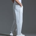 thumbnail image 4 of Mens Casual Fashion Solid Straight Leg Pants Drawstring Elastic Waist Pants RXIRUCGD Blanc, Taille: L, 4 of 4
