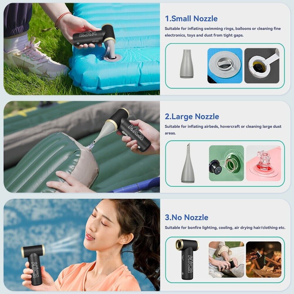 KiCA Jet Fan 2 Electric Air Blower Fan, Portable Mini Dust Blower Fan Rechargeable Duster Clean up, For Computer Duster, Outdoor BBQ Fan, Cleaning and Dust Removal