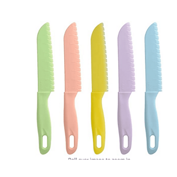 5 Pieces Kid Plastic Kitchen Knife Set, Children's Safe Cooking Chef