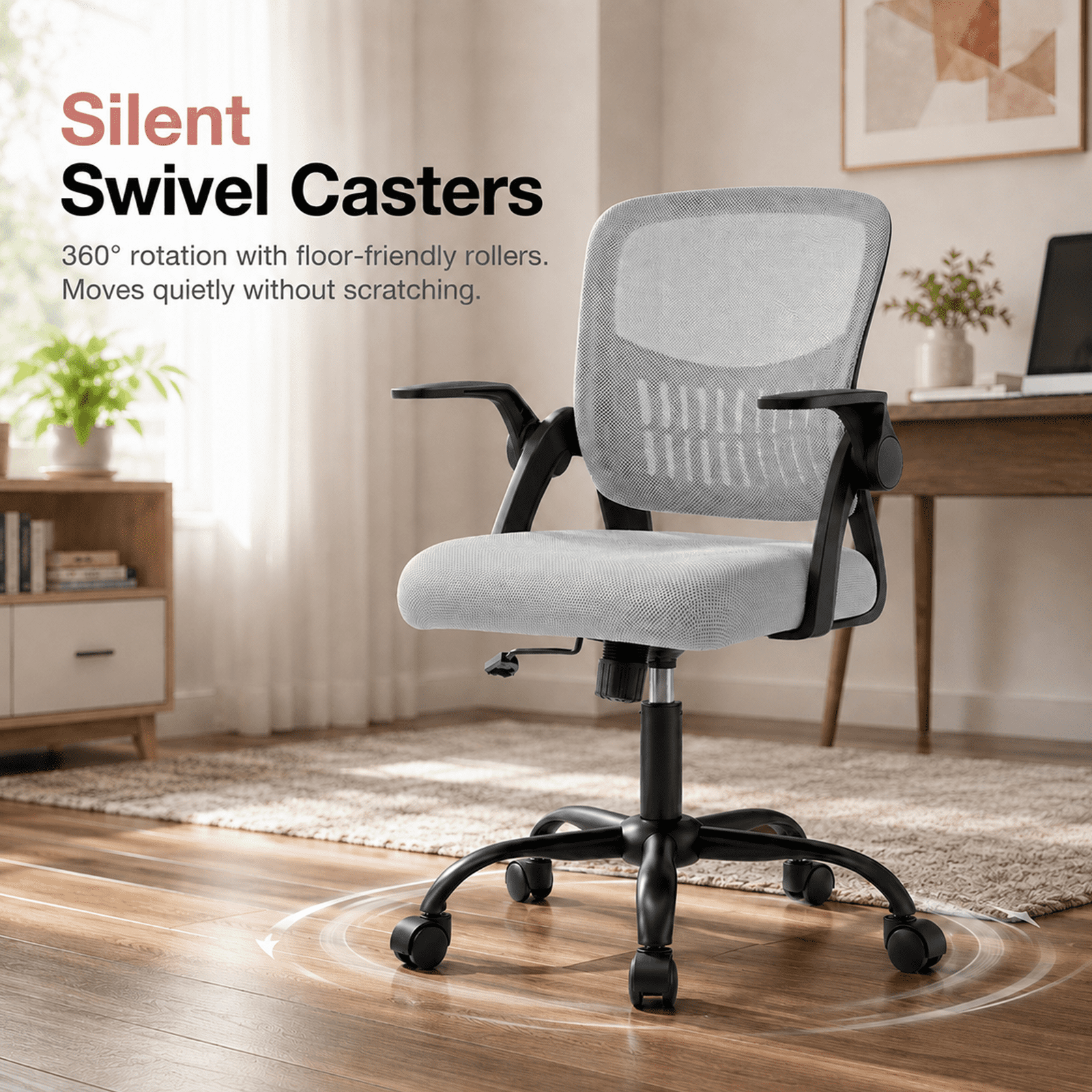 Alvantor Ergonomic Office Chair, Lumbar Support, Height Adjustable, Flip-up Armrest, Rocking Mode, 360 Swivel, Conference Room