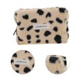 thumbnail image 4 of Ofertas Únicas 1 Pc Bolsa de Maquillaje de Piel de Leopardo con Cierre para Vacaciones y Viajes de Negocios, Color Blanco, 4 of 5