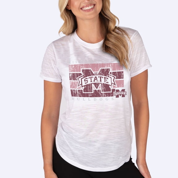 Women's Concepts Sport White Mississippi State Bulldogs Infuse Lightweight Slub Knit Top