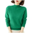 thumbnail image 2 of Women's Mock Neck Sweater Classic Long Sleeve Soft Knit Pullover Warm Slim Fit Fall Winter Top Green M, 2 of 6