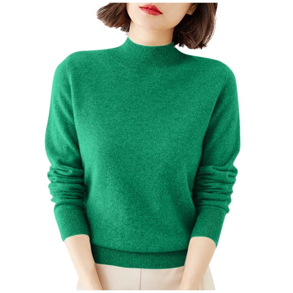 DAFPZW Women's Turtleneck Sweater Solid Chunky Pullover Half Mock Neck Casual Jumper Long Sleeve Cozy Oversized Basic Tops