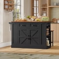 thumbnail image 3 of Homfa 47.2'' Kitchen Island with Drop Leaf and Charging Station, Portable Kitchen Island with Storage and 2 Seating, Black Rolling Cart with Wheels for Kitchen, Dining Table for 2, 3 of 8
