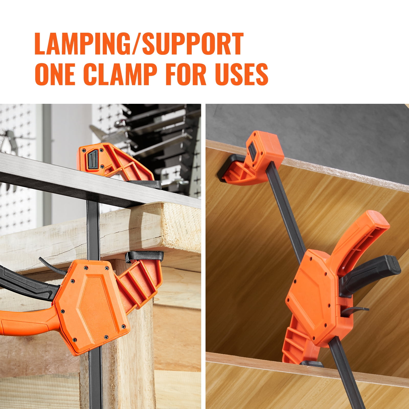 BENTISM Bar Clamps for Woodworking, 2 PCS 24" One-Handed Clamp/Spreader, Quick-Change F Clamp with 300 lbs Load Limit, High-strength Plastic and Carbon Steel, Wood Clamps for Woodworking