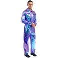 thumbnail image 4 of SiiRoh Metallic Shiny Coveralls for Men Long Sleeves Turn Down Collar Work Jumpsuit with Waistband Blue XXL, 4 of 7