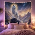thumbnail image 2 of White Wolf on Mountain Under Full Moon, Mystical Fantasy for Wildlife Lovers, Majestic Wilderness Wall Art Christmas Gift, Tapestry Wall Hanging for Living Room and Bedroom, 2 of 7