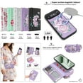 thumbnail image 3 of Allytechgroup For Google Pixel 8 Pro Wallet Case with Credit Card Slot Cash Slot, Support Wireless Charging Magnetic Closure Heavy Duty PU Leather Protective Case Cover with Wrist Strap, Purple, 3 of 12