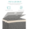 thumbnail image 5 of Best Choice Products Wicker Double Laundry Hamper, Divided Storage Basket w/ Linen Liner, Handles - Gray, 5 of 7