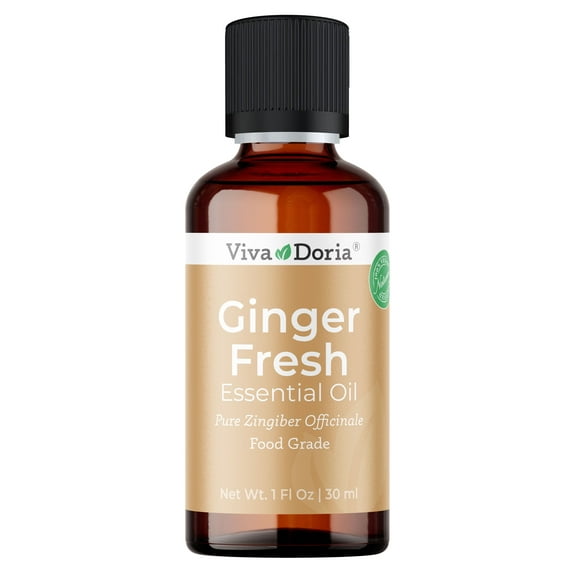 Viva Doria Pure Ginger Fresh Essential Oil, Undiluted, Food Grade, 1 Fluid Ounce (30 mL)