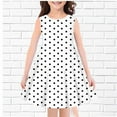thumbnail image 2 of Besolor Girls Summer Midi Dresses Kids Round Neck Polka Dots Sleeveless A-Line Flowy Knee Length Dress 4-14 Years, 2 of 3