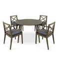 thumbnail image 6 of Noble House Pines 5 Piece Wooden Round Patio Dining Set in Gray, 6 of 6