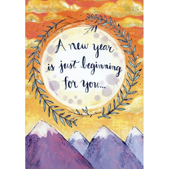 Designer Greetings A New Year Just Beginning Purple Mountains Difficult Time Birthday Card