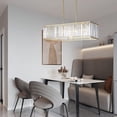 thumbnail image 3 of FETCOI 4-Lights Chandelier Rectangular Ceiling Light k9 Crystal Pendant Light Height Adjustable (Gold), 3 of 6